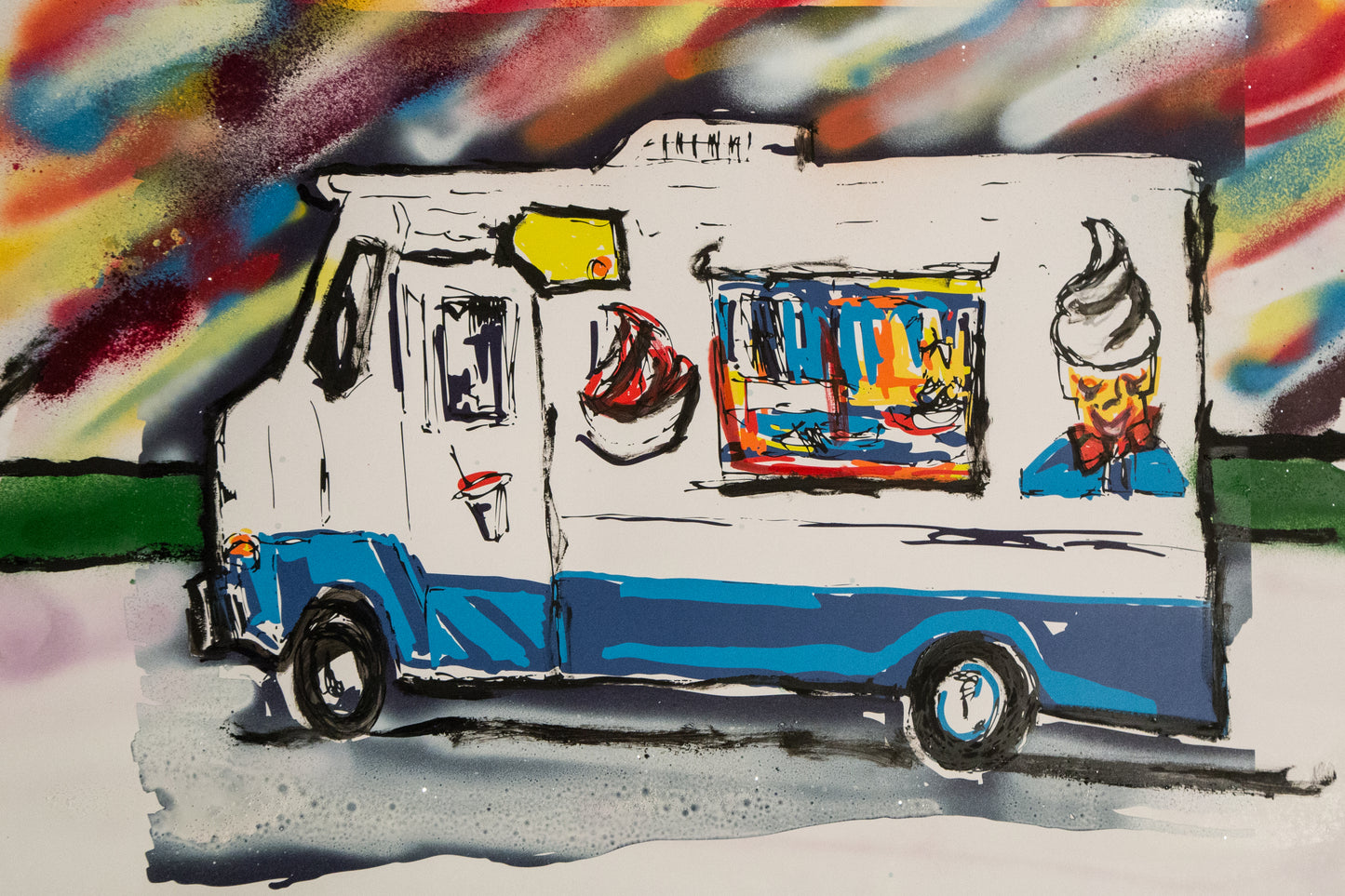 Ice Cream Truck 1 by M. Schorr - Mourlot Editions - Fine_Art - Poster - Lithograph - Wall Art - Vintage - Prints - Original