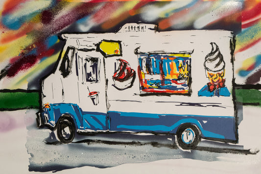 Ice Cream Truck 1 by M. Schorr - Mourlot Editions - Fine_Art - Poster - Lithograph - Wall Art - Vintage - Prints - Original