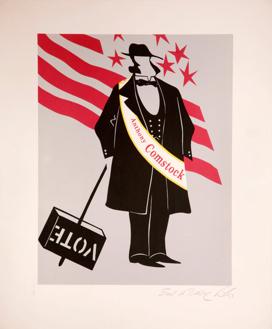 Anthony Comstock - Mother of Us All portfolio by Robert Indiana, 1977 - Mourlot Editions - Fine_Art - Poster - Lithograph - Wall Art - Vintage - Prints - Original