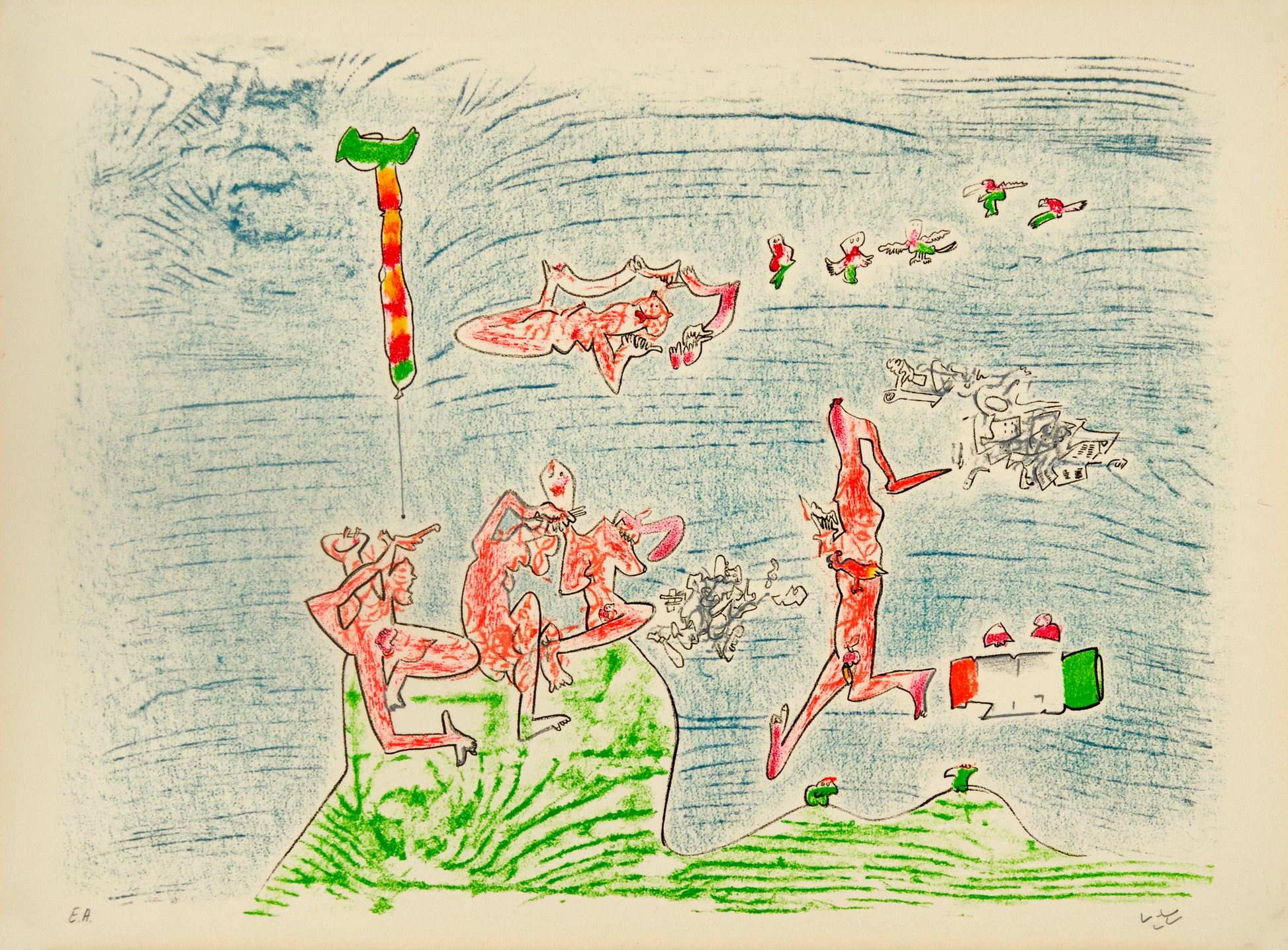 Ça Ira (Ref. Ferrari – Catalogue raisonné) by Roberto Matta - Mourlot Editions - Fine_Art - Poster - Lithograph - Wall Art - Vintage - Prints - Original