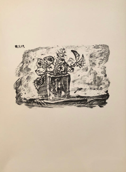 Small Pot of Flowers by Pablo Picasso - Mourlot Editions - Fine_Art - Poster - Lithograph - Wall Art - Vintage - Prints - Original