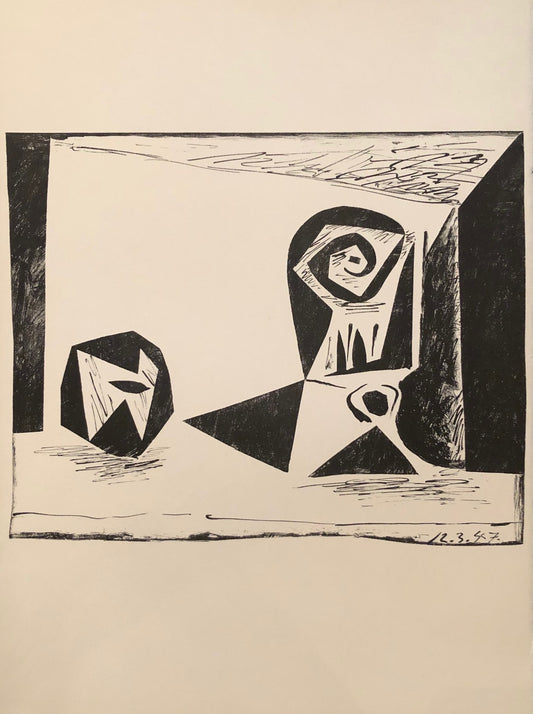 Composition au Verre à Pied by Pablo Picasso - Mourlot Editions - Fine_Art - Poster - Lithograph - Wall Art - Vintage - Prints - Original