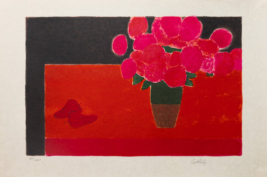 Hortensia et Poivrons a la Table Rouge by Bernard Cathelin, 1989