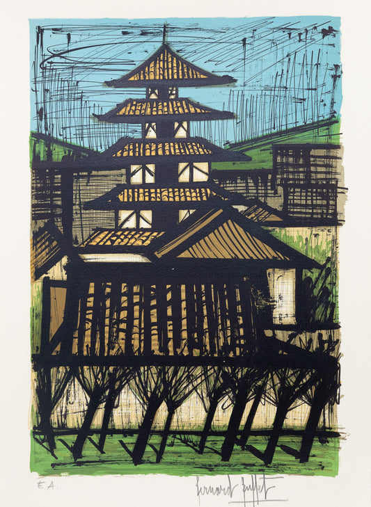Temple a Kyoto - Le Voyage au Japon by Bernard Buffet, 1981