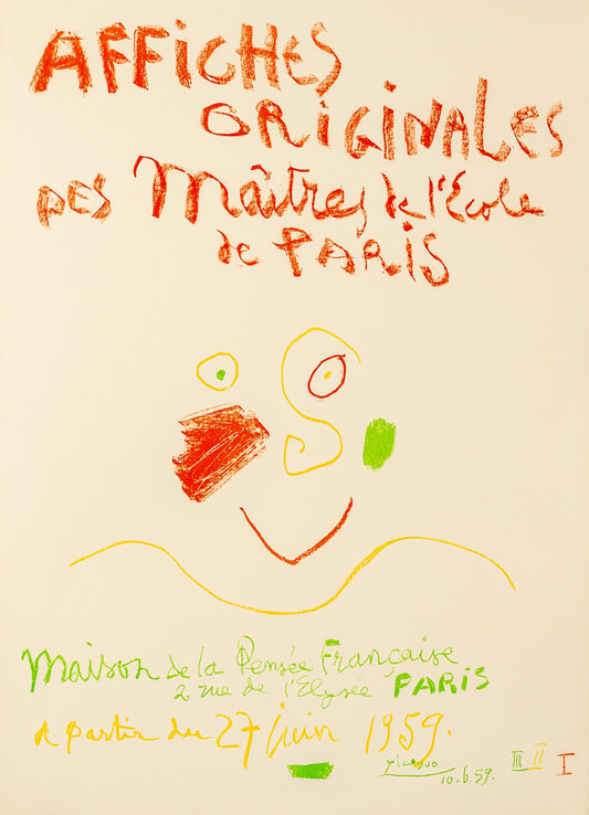Affiches Originales des Maitres de L'Ecole de Paris - maison de la Pensée Francaise - Pablo Picasso, 1959 - Mourlot Editions - Fine_Art - Poster - Lithograph - Wall Art - Vintage - Prints - Original