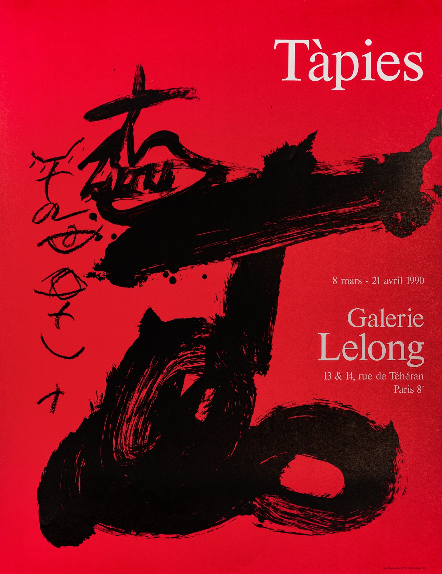 Galerie Lelong - by Antoni Tapies, 1990 - Mourlot Editions - Fine_Art - Poster - Lithograph - Wall Art - Vintage - Prints - Original