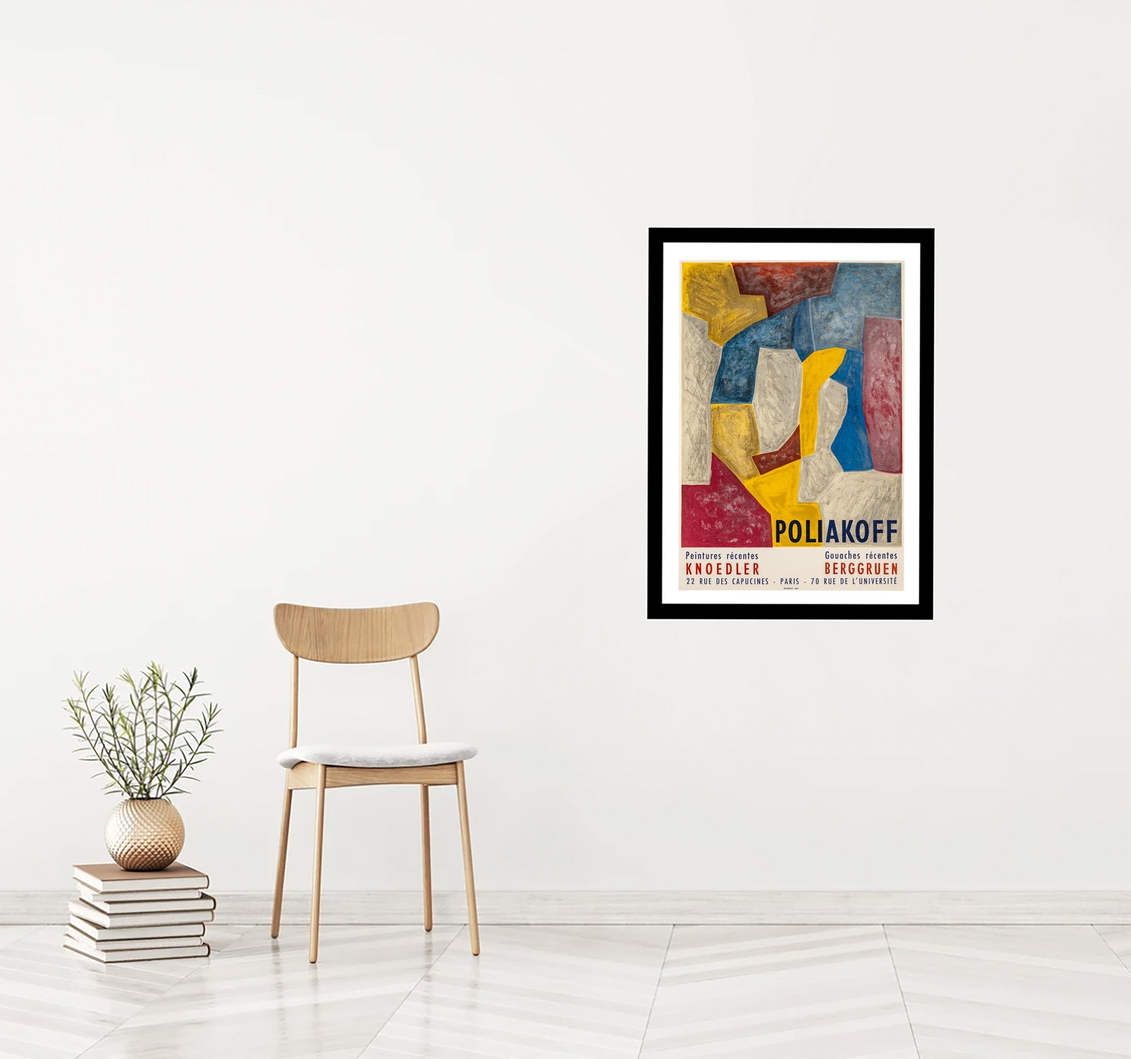 Composition carmin, jaune, grise et bleue - Knoedler - Berggruen by Serge Poliakoff, 1959 - Mourlot Editions - Fine_Art - Poster - Lithograph - Wall Art - Vintage - Prints - Original