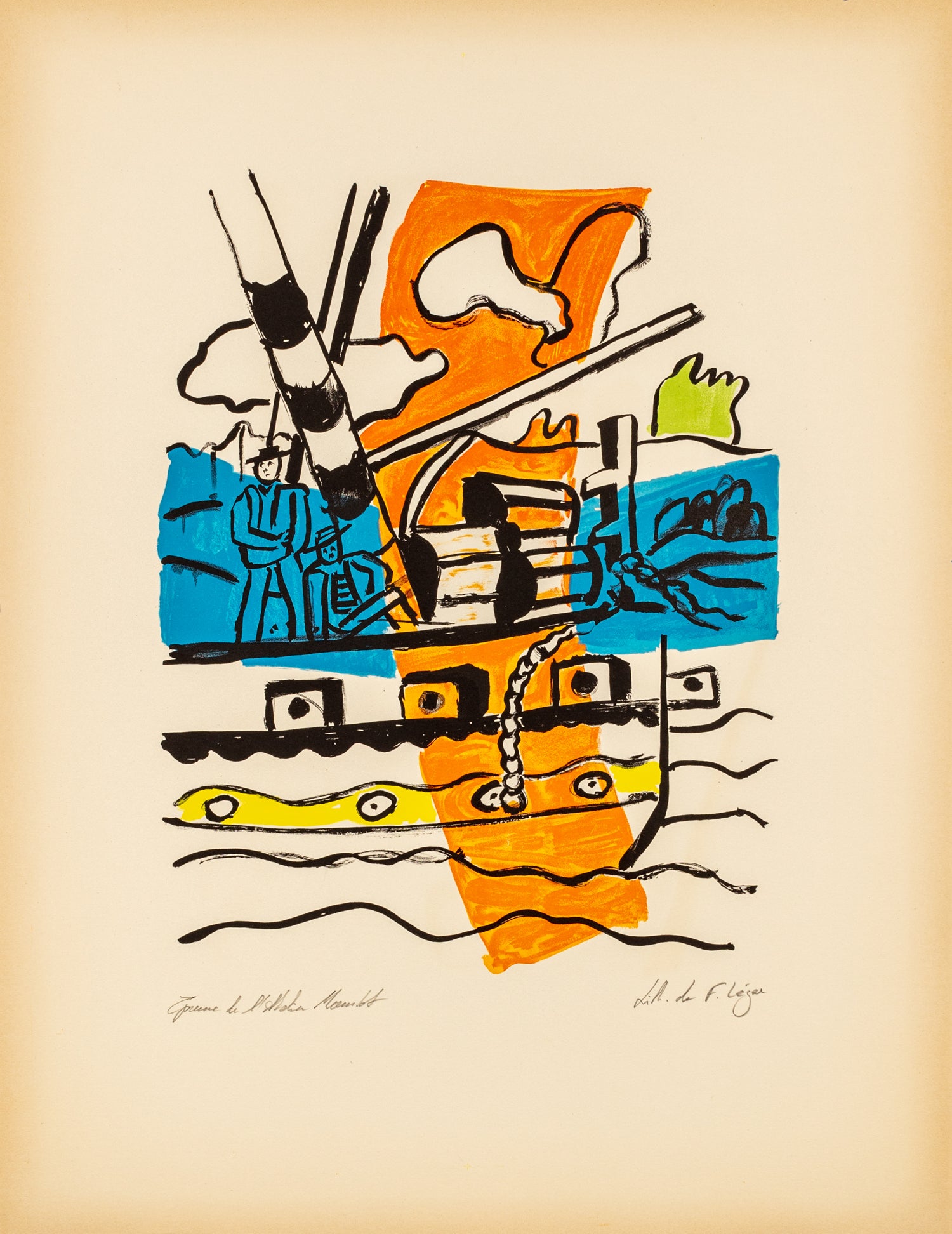 Le Remorqueur (the tugboat) - "La ville" (after) Fernand Leger, 1959 - Mourlot Editions - Fine_Art - Poster - Lithograph - Wall Art - Vintage - Prints - Original