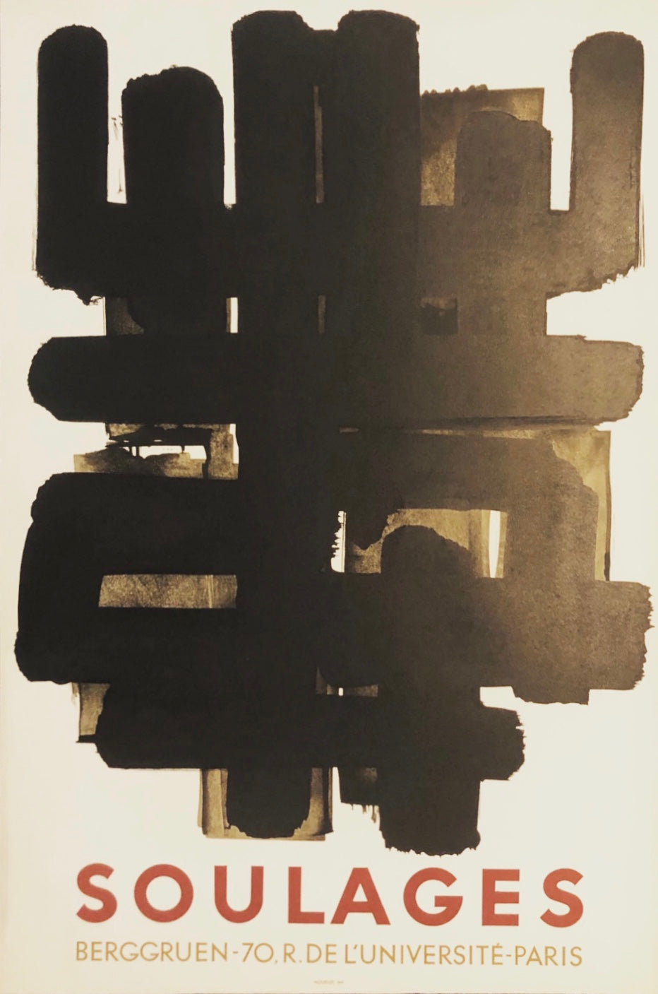 "Soulages" at the Galerie Berggruen by Pierre Soulages, 1958 - Mourlot Editions - Fine_Art - Poster - Lithograph - Wall Art - Vintage - Prints - Original