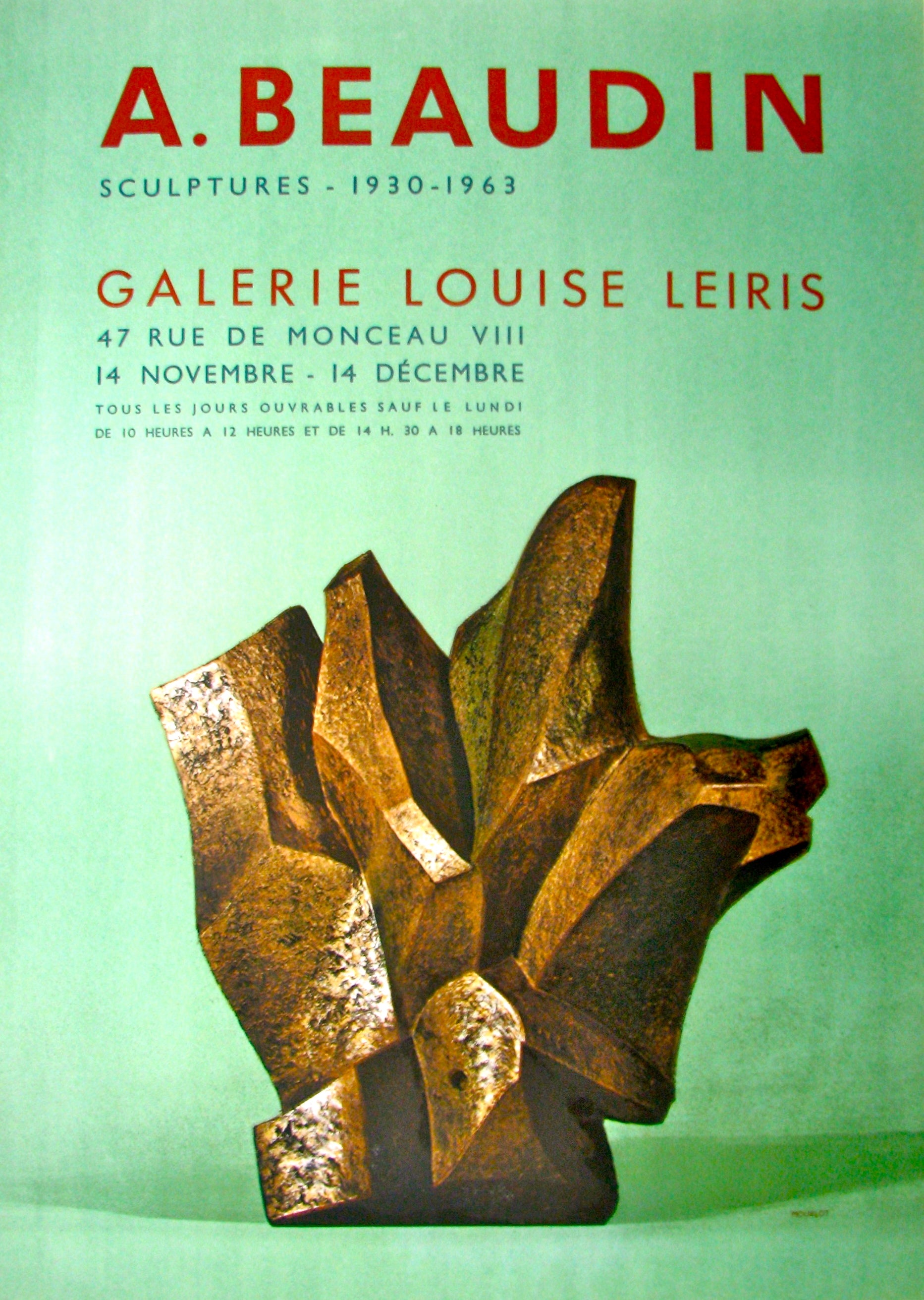 Sculptures - Galerie Louise Leiris (after) André Beaudin, 1963 - Mourlot Editions - Fine_Art - Poster - Lithograph - Wall Art - Vintage - Prints - Original