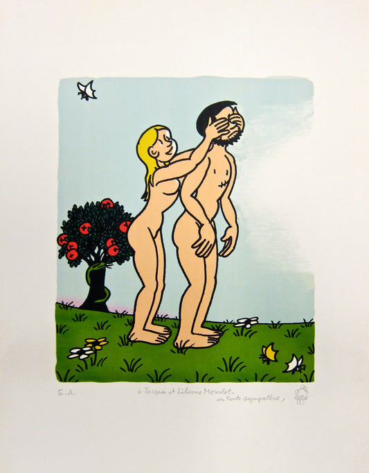Adam and Eve by Jean Effel - Mourlot Editions - Fine_Art - Poster - Lithograph - Wall Art - Vintage - Prints - Original