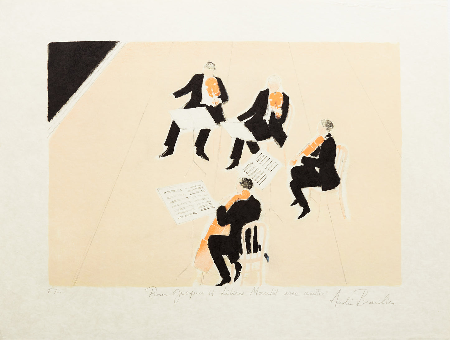 Quatuor - Original Lithograph by André Brasilier, 1986 - Mourlot Editions - Fine_Art - Poster - Lithograph - Wall Art - Vintage - Prints - Original