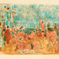 People at the Beach by André Cottavoz - Mourlot Editions - Fine_Art - Poster - Lithograph - Wall Art - Vintage - Prints - Original
