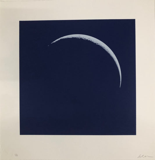 Moon Portraits - Crescent Moon - January 14, 2018 (Blue) by Andy Gershon - Mourlot Editions - Fine_Art - Poster - Lithograph - Wall Art - Vintage - Prints - Original