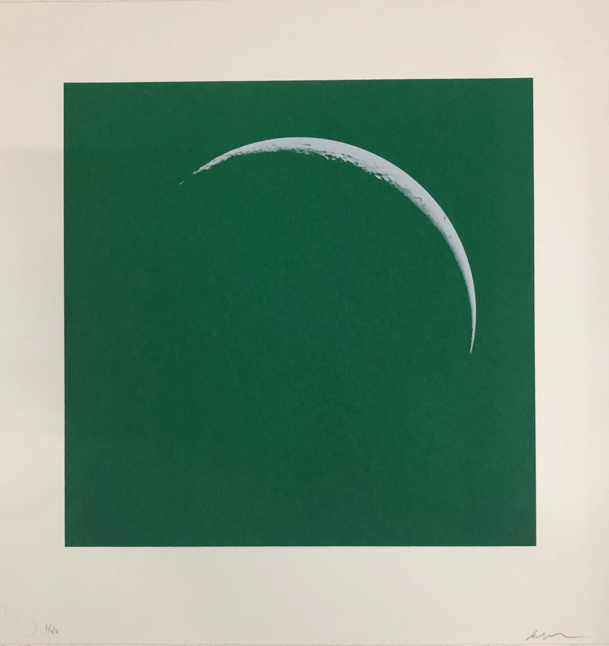 Moon Portraits - Crescent Moon - January 14, 2018 (Green) by Andy Gershon - Mourlot Editions - Fine_Art - Poster - Lithograph - Wall Art - Vintage - Prints - Original