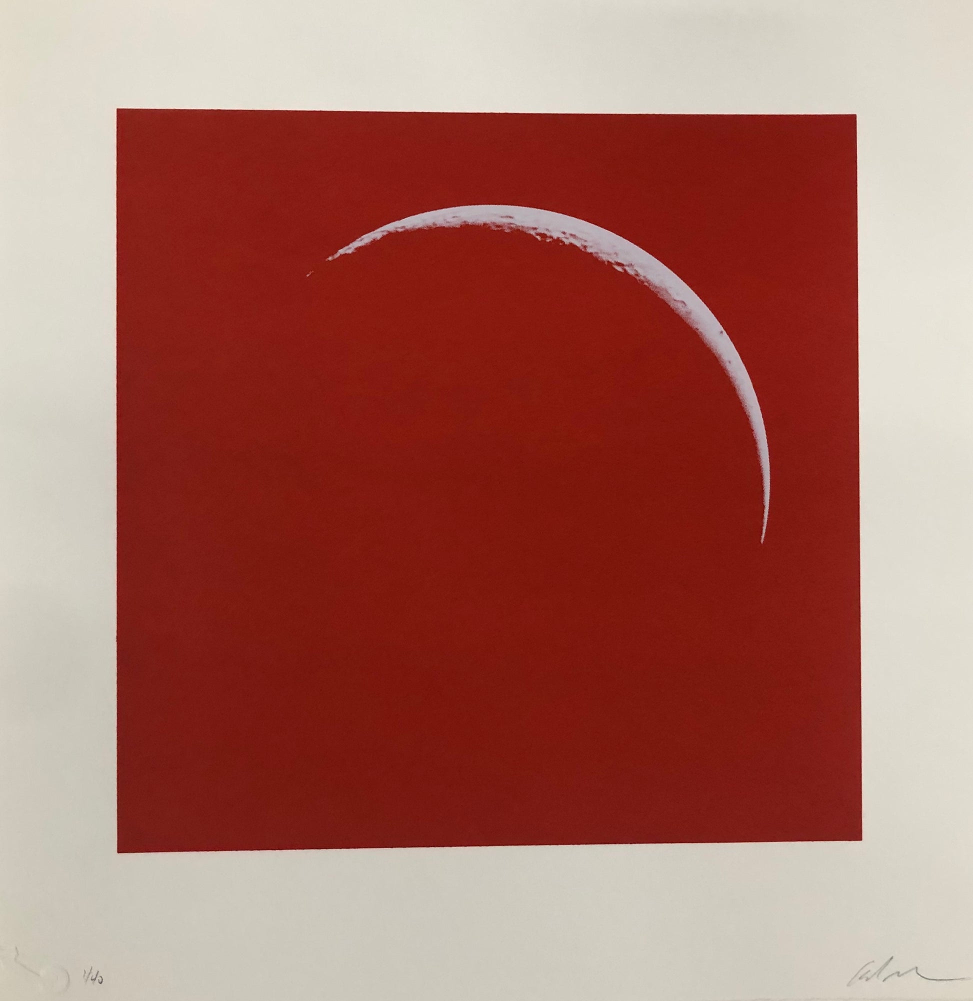 Moon Portraits - Crescent Moon - January 14, 2018 (Red) by Andy Gershon - Mourlot Editions - Fine_Art - Poster - Lithograph - Wall Art - Vintage - Prints - Original