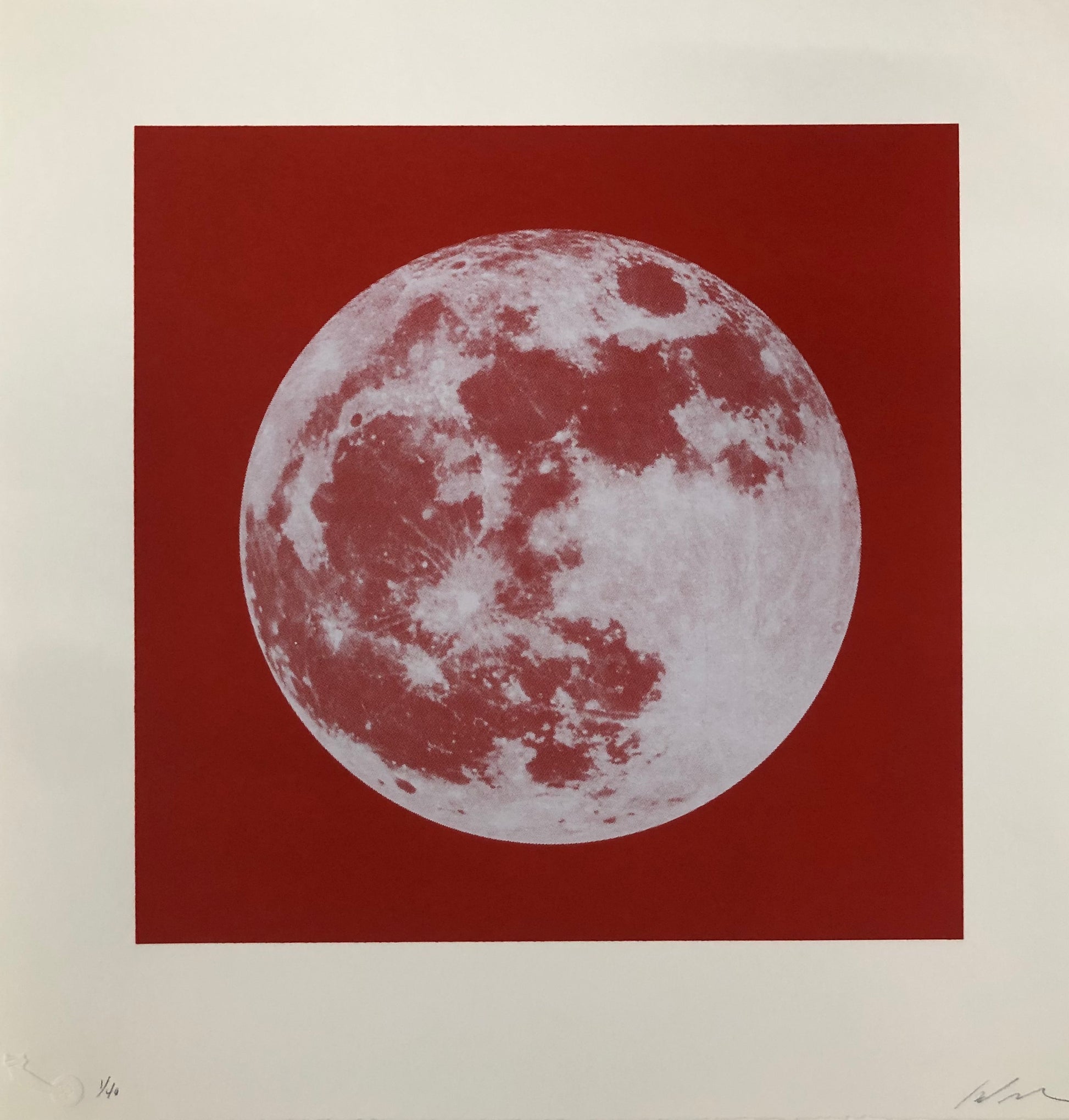 Moon Portraits - Full Moon - December 3, 2017 (Red) by Andy Gershon - Mourlot Editions - Fine_Art - Poster - Lithograph - Wall Art - Vintage - Prints - Original
