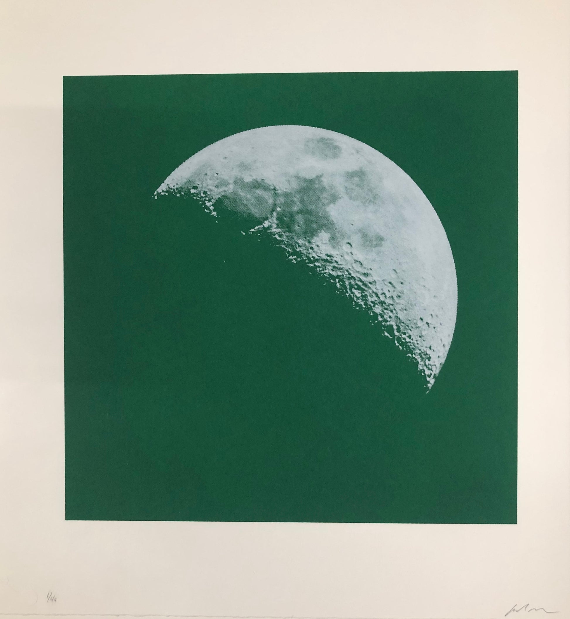 Moon Portraits - Half Moon - September 26, 2017 (Green) by Andy Gershon - Mourlot Editions - Fine_Art - Poster - Lithograph - Wall Art - Vintage - Prints - Original