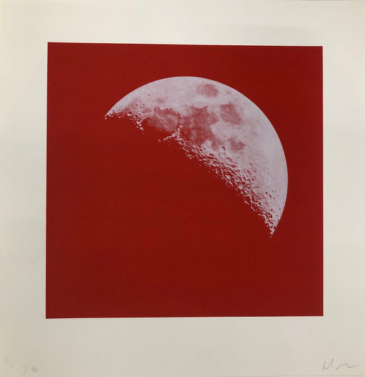 Moon Portraits - Half Moon - September 26, 2017 (Red) by Andy Gershon - Mourlot Editions - Fine_Art - Poster - Lithograph - Wall Art - Vintage - Prints - Original