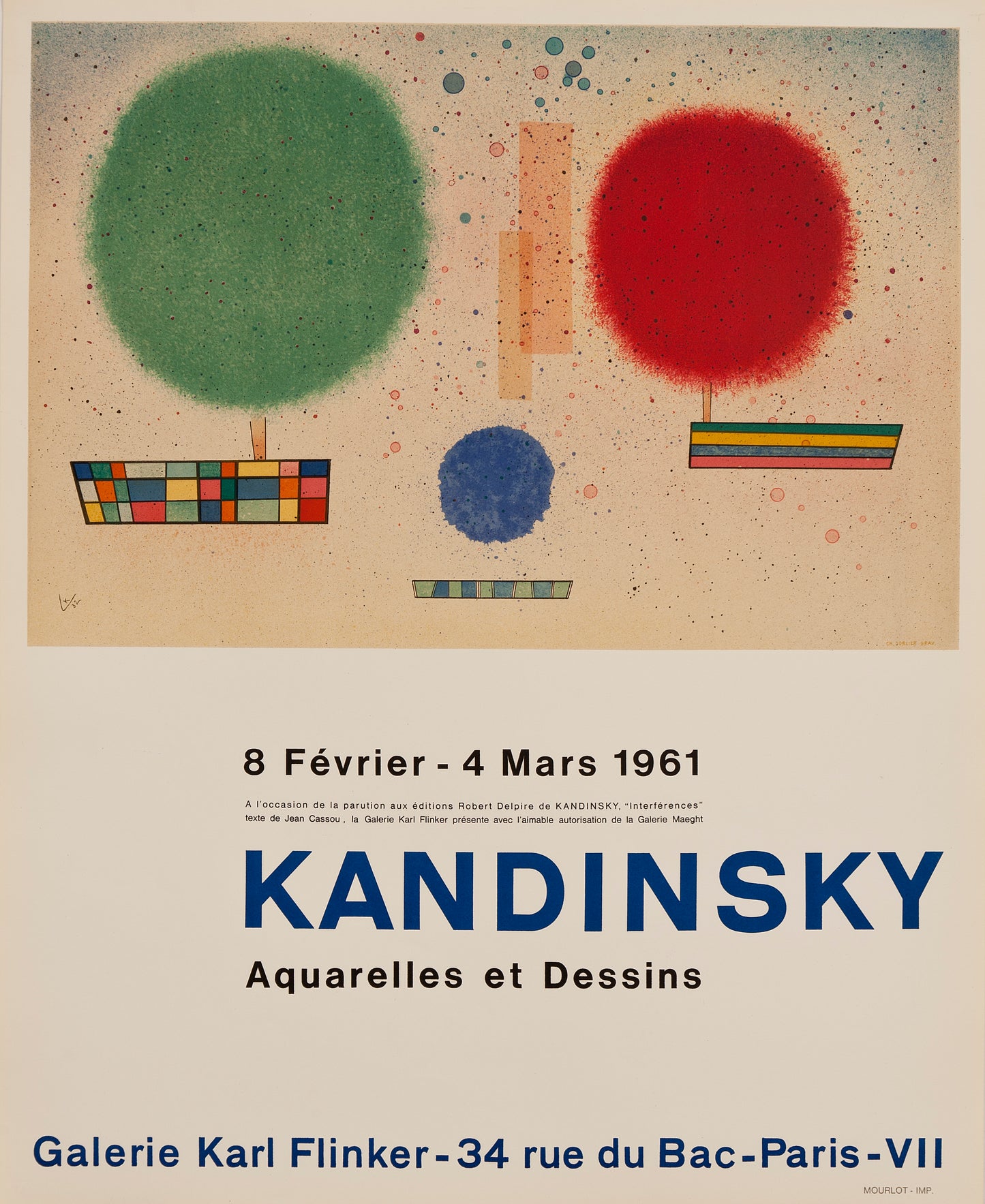 Aquarelles et Dessins - Galerie Karl Flinker (after) Wassily Kandinsky, 1961 - Mourlot Editions - Fine_Art - Poster - Lithograph - Wall Art - Vintage - Prints - Original