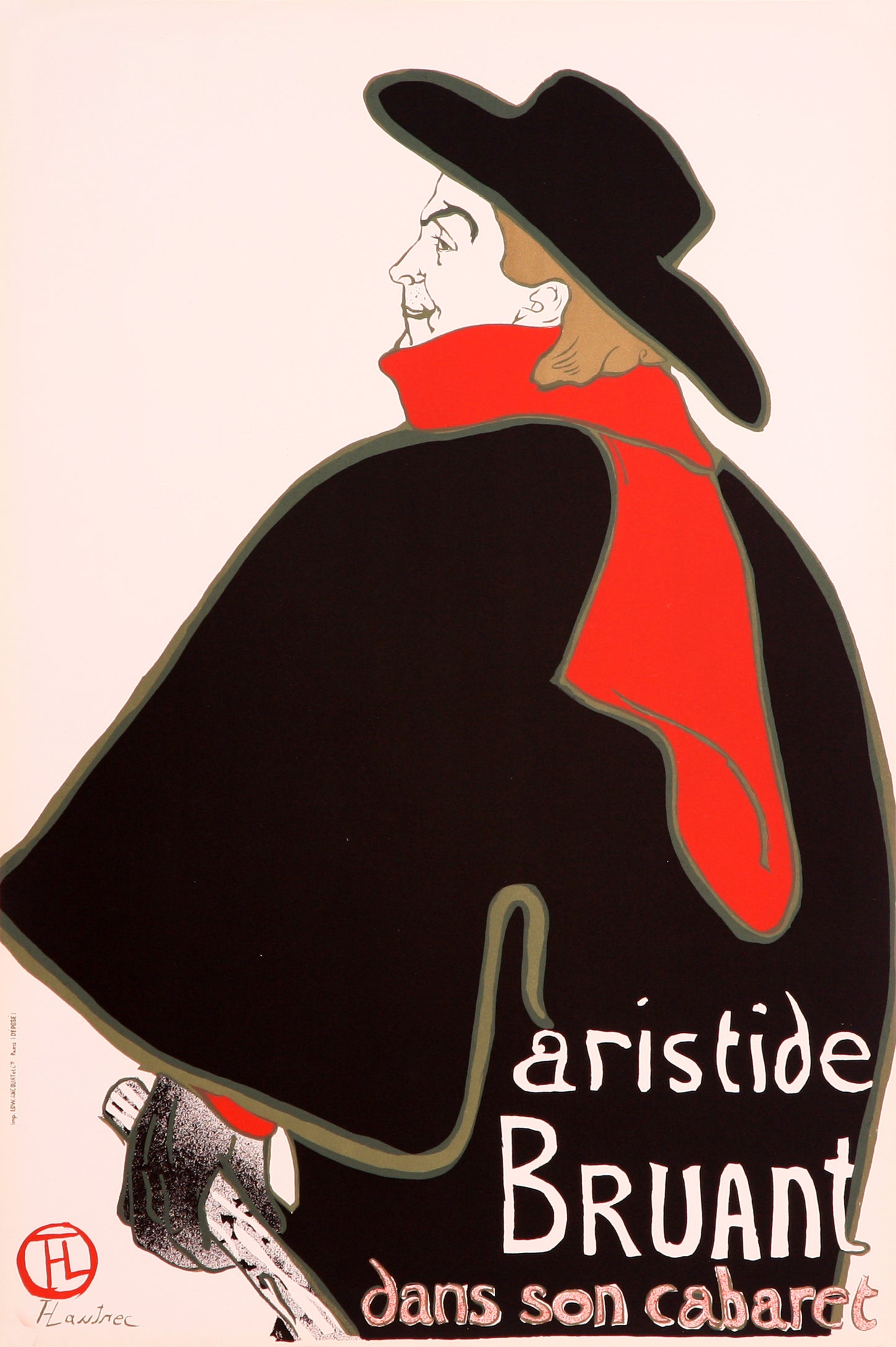 Aristide Bruant, dans son cabaret by Henri de Toulouse-Lautrec, 1960 - Mourlot Editions - Fine_Art - Poster - Lithograph - Wall Art - Vintage - Prints - Original