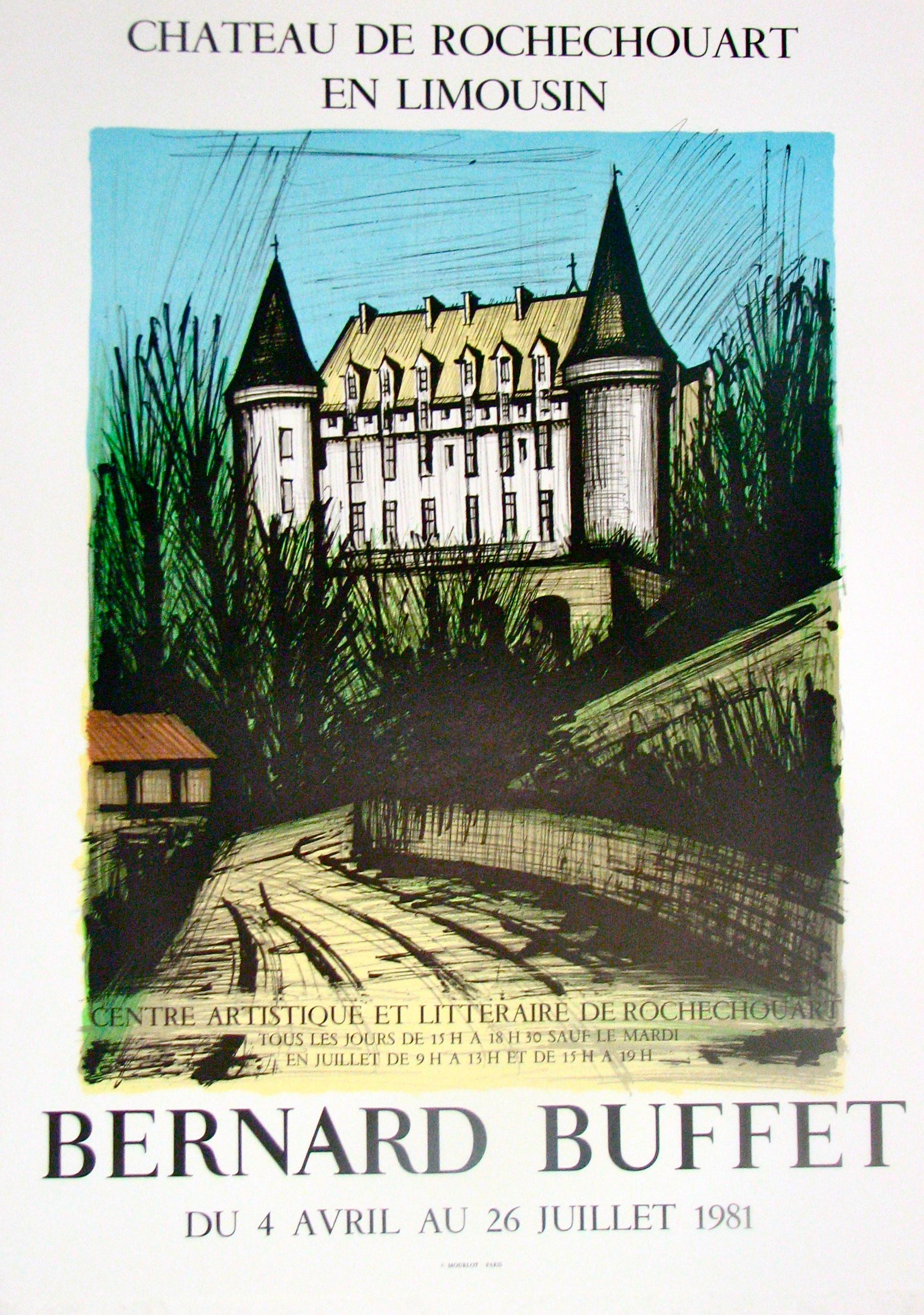 Chateau De Rochechouart by Bernard Buffet, 1981 - Mourlot Editions - Fine_Art - Poster - Lithograph - Wall Art - Vintage - Prints - Original