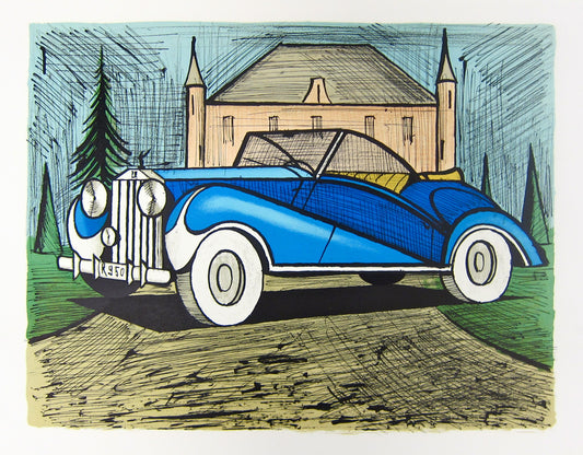 Rolls Royce 1937 Bleue - Mourlot Editions - Fine_Art - Poster - Lithograph - Wall Art - Vintage - Prints - Original