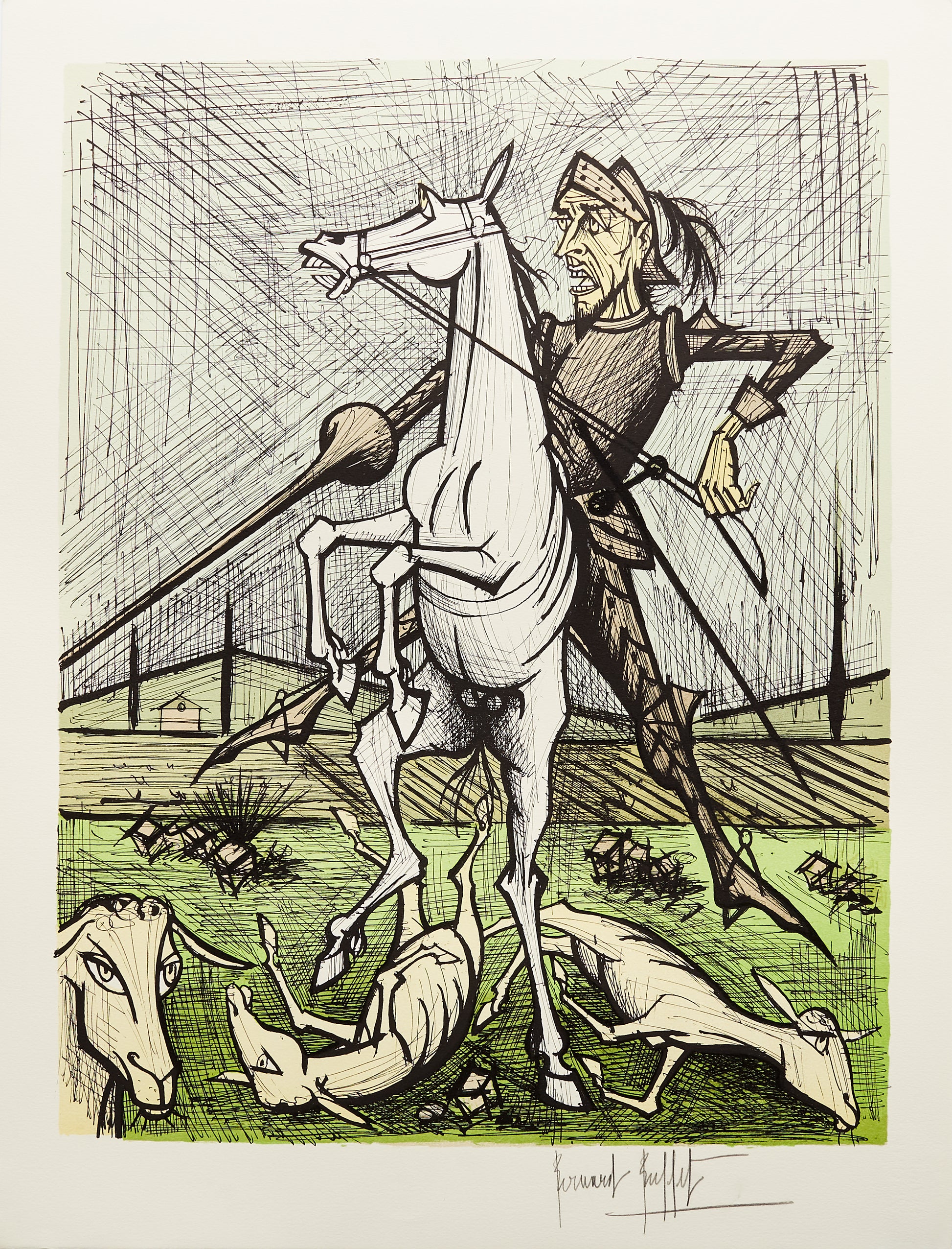 Des Troupeaux de Moutons VI - Don Quichotte by Bernard Buffet, 1989 - Mourlot Editions - Fine_Art - Poster - Lithograph - Wall Art - Vintage - Prints - Original
