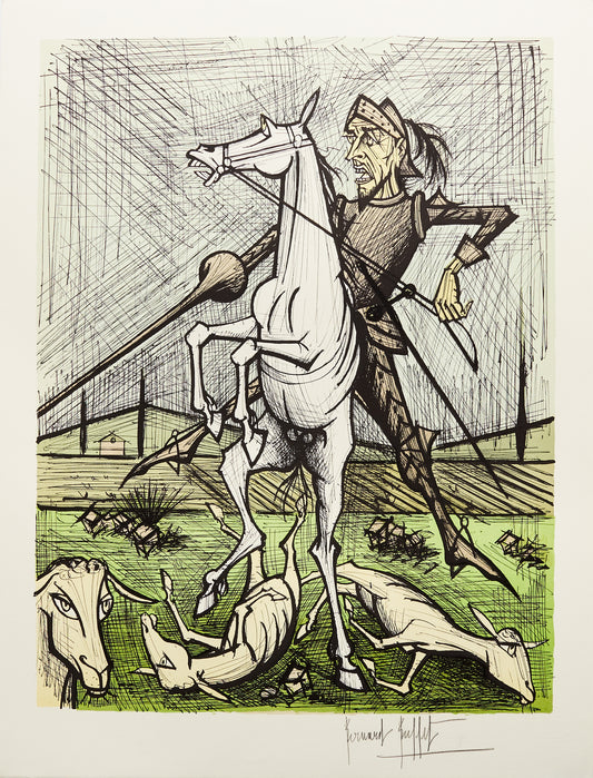 Des Troupeaux de Moutons VI - Don Quichotte by Bernard Buffet, 1989 - Mourlot Editions - Fine_Art - Poster - Lithograph - Wall Art - Vintage - Prints - Original