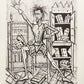 Don Quixote dans la Bibliotèque II (B&W) - Don Quichotte by Bernard Buffet, 1989 - Mourlot Editions - Fine_Art - Poster - Lithograph - Wall Art - Vintage - Prints - Original