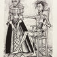 Don Quixote et la Duegne Barbue IX (B&W) - Don Quichotte by Bernard Buffet, 1989 - Mourlot Editions - Fine_Art - Poster - Lithograph - Wall Art - Vintage - Prints - Original