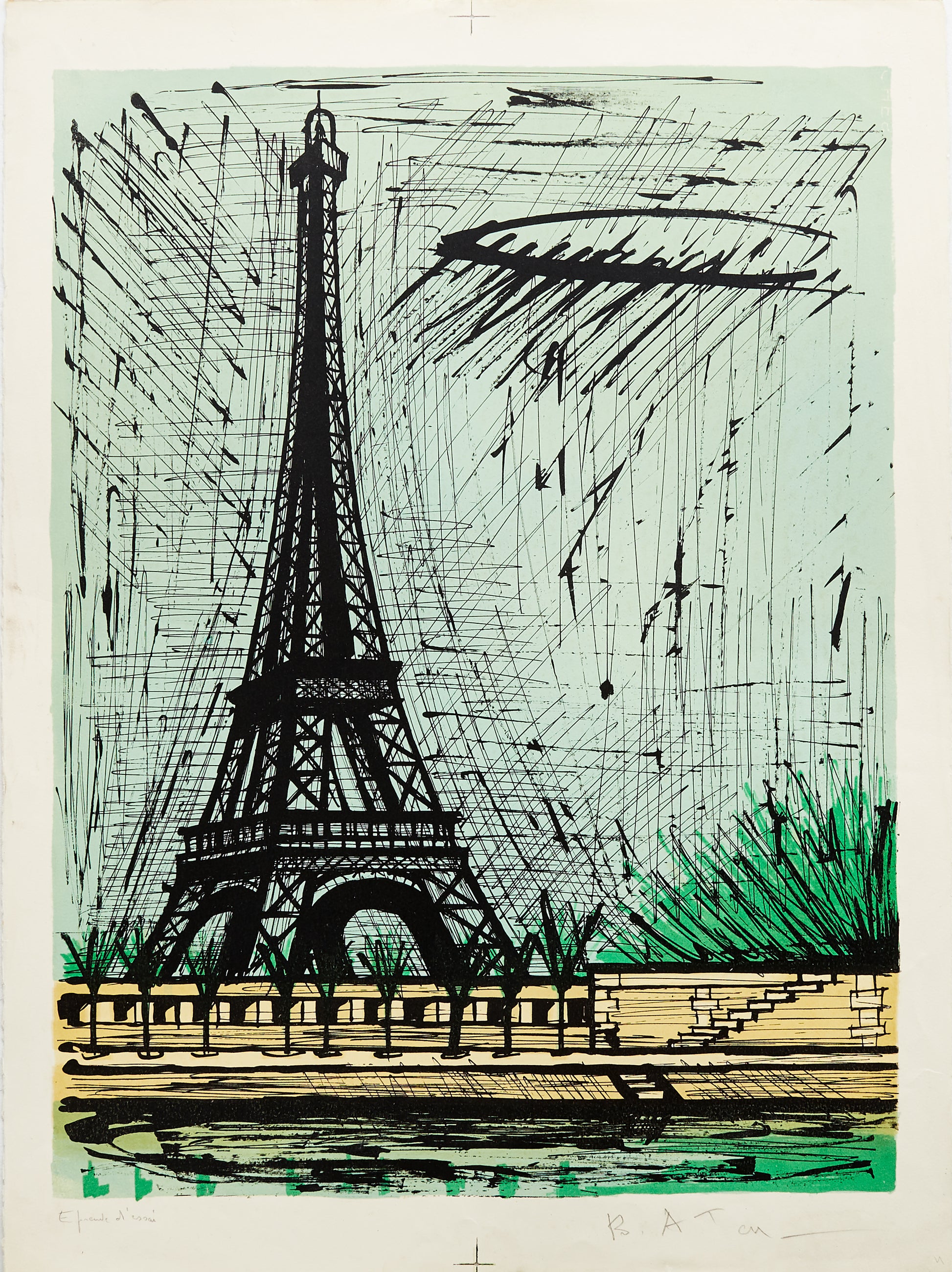 Eiffel Tower (B.A.T.) by Bernard Buffet - Mourlot Editions - Fine_Art - Poster - Lithograph - Wall Art - Vintage - Prints - Original