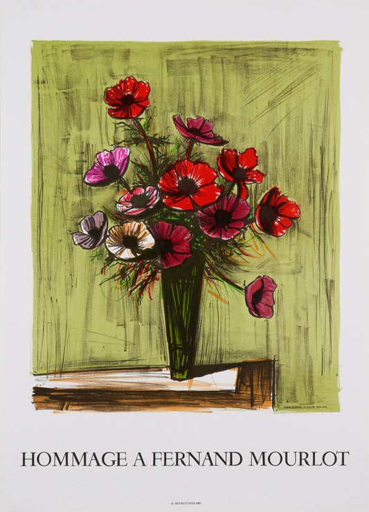 Bouquet d' Anemones - Hommage a Fernand Mourlot by Bernard Buffet, 1990 - Mourlot Editions - Fine_Art - Poster - Lithograph - Wall Art - Vintage - Prints - Original