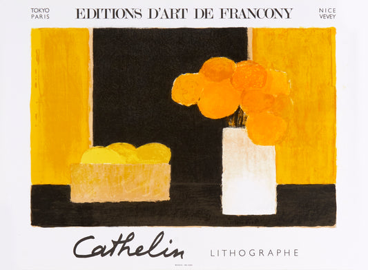 Nature Morte au Panier de Citrons - De Francony by Bernard Cathelin, 1988 - Mourlot Editions - Fine_Art - Poster - Lithograph - Wall Art - Vintage - Prints - Original