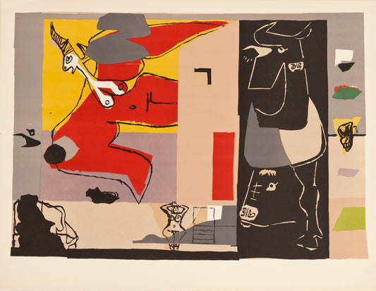 Femme Unicorne et taureau noir (licorne ailée) by Le Corbusier - Mourlot Editions - Fine_Art - Poster - Lithograph - Wall Art - Vintage - Prints - Original
