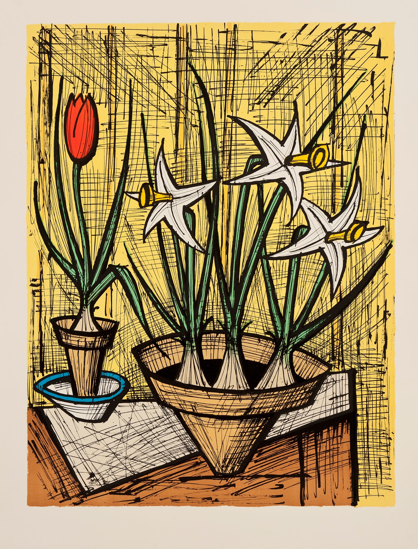 Fleurs Sur la Table by Bernard Buffet - Mourlot Editions - Fine_Art - Poster - Lithograph - Wall Art - Vintage - Prints - Original