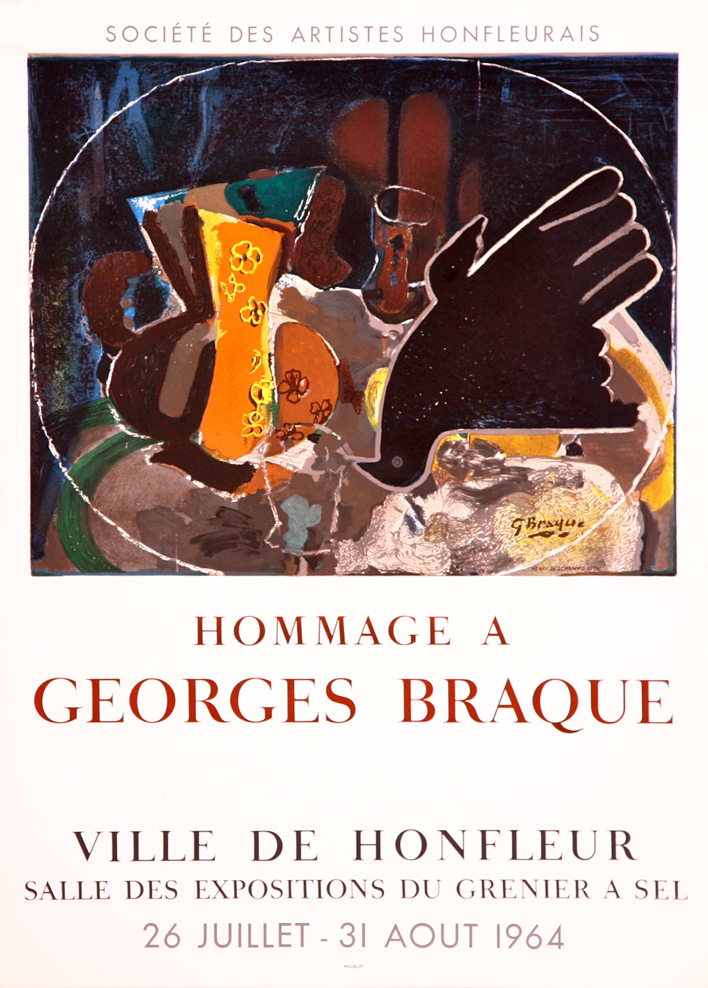 Pichet et Oiseau - Ville de Honfleur (after) Georges Braque, 1964 - Mourlot Editions - Fine_Art - Poster - Lithograph - Wall Art - Vintage - Prints - Original