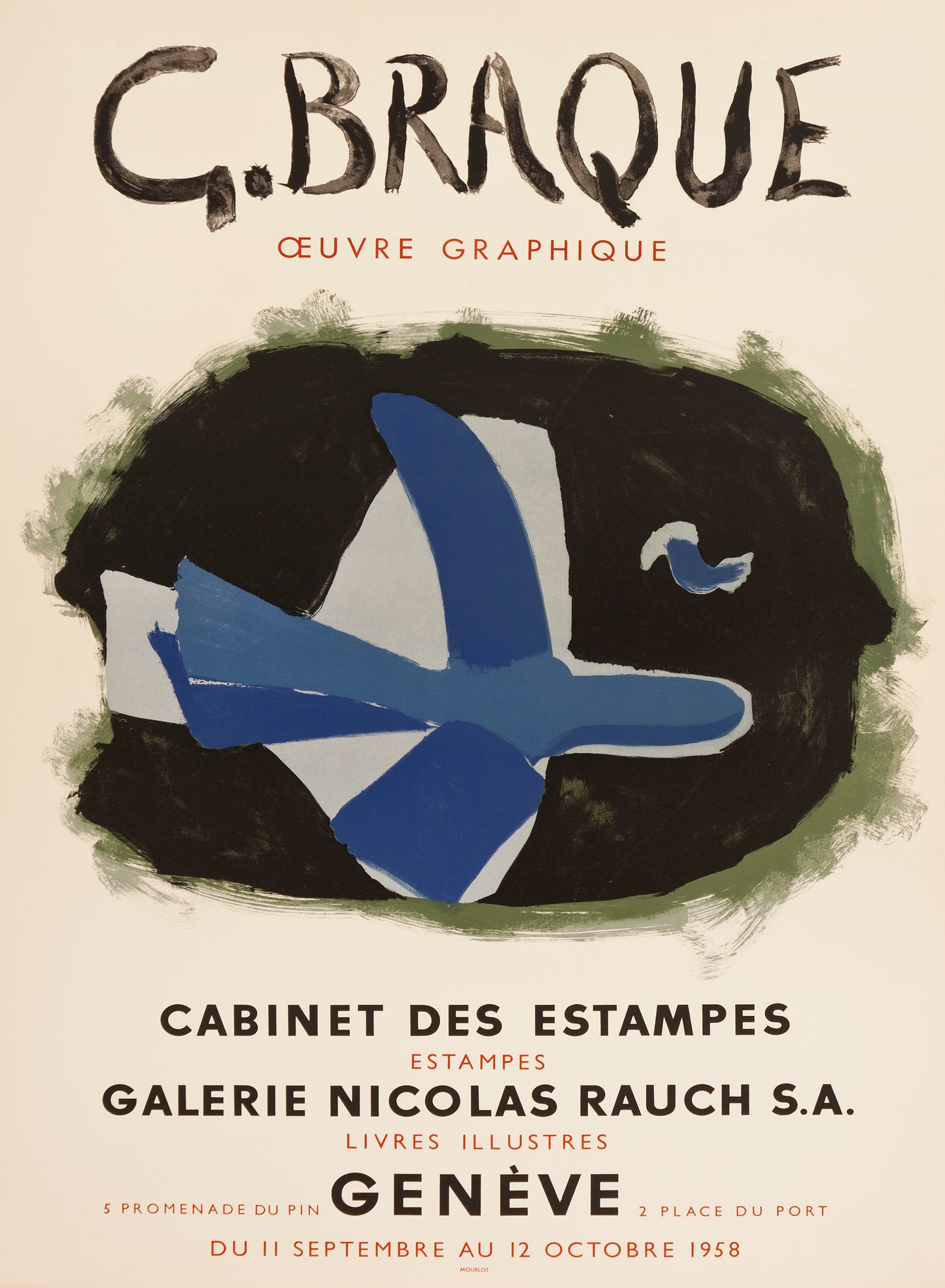 L'Oiseau des forêts - Galerie Nicolas Rauch by Georges Braque, 1958 - Mourlot Editions - Fine_Art - Poster - Lithograph - Wall Art - Vintage - Prints - Original
