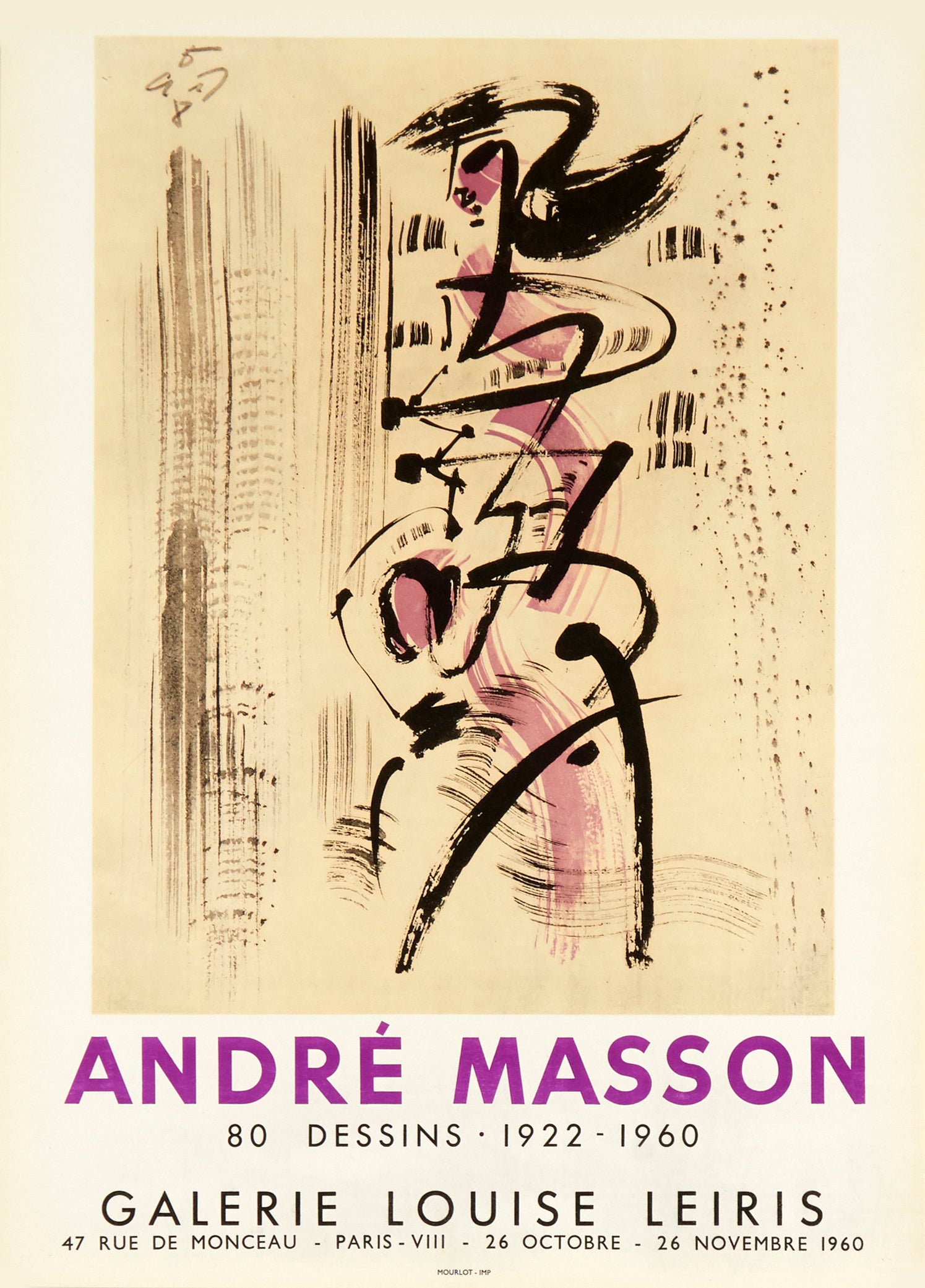 Galerie Louise Leiris (after) André Masson, 1960 - Mourlot Editions - Fine_Art - Poster - Lithograph - Wall Art - Vintage - Prints - Original