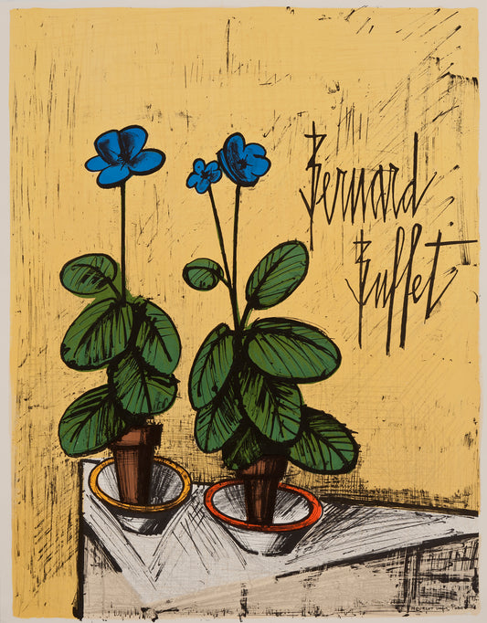 Primeveres bleues, (variant from the poster) by Bernard Buffet, 1980 - Mourlot Editions - Fine_Art - Poster - Lithograph - Wall Art - Vintage - Prints - Original