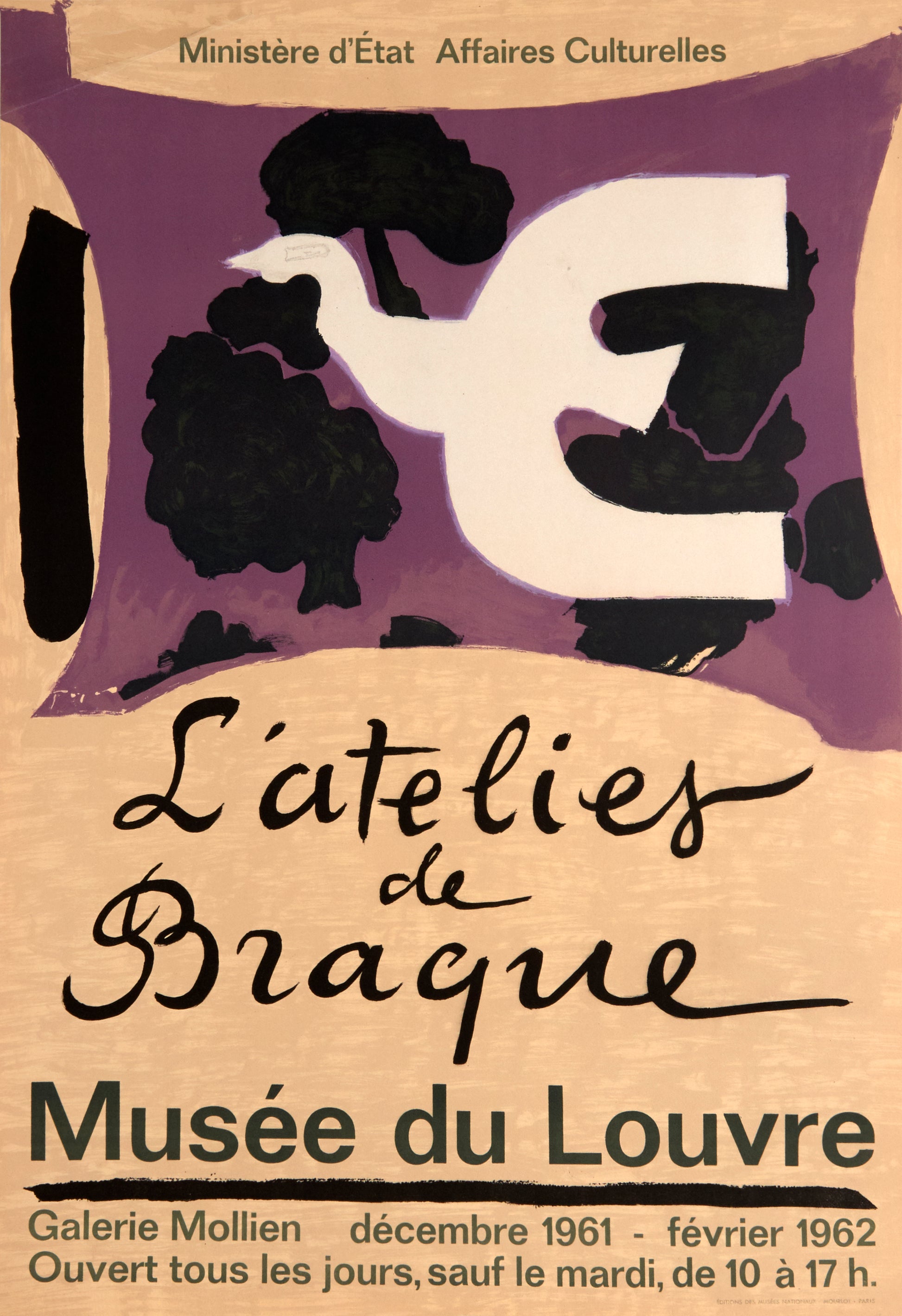 ugentlig Korrespondance rigdom L'atelier de Braque - Musee du Louvre by Georges Braque, 1961 – Mourlot  Editions