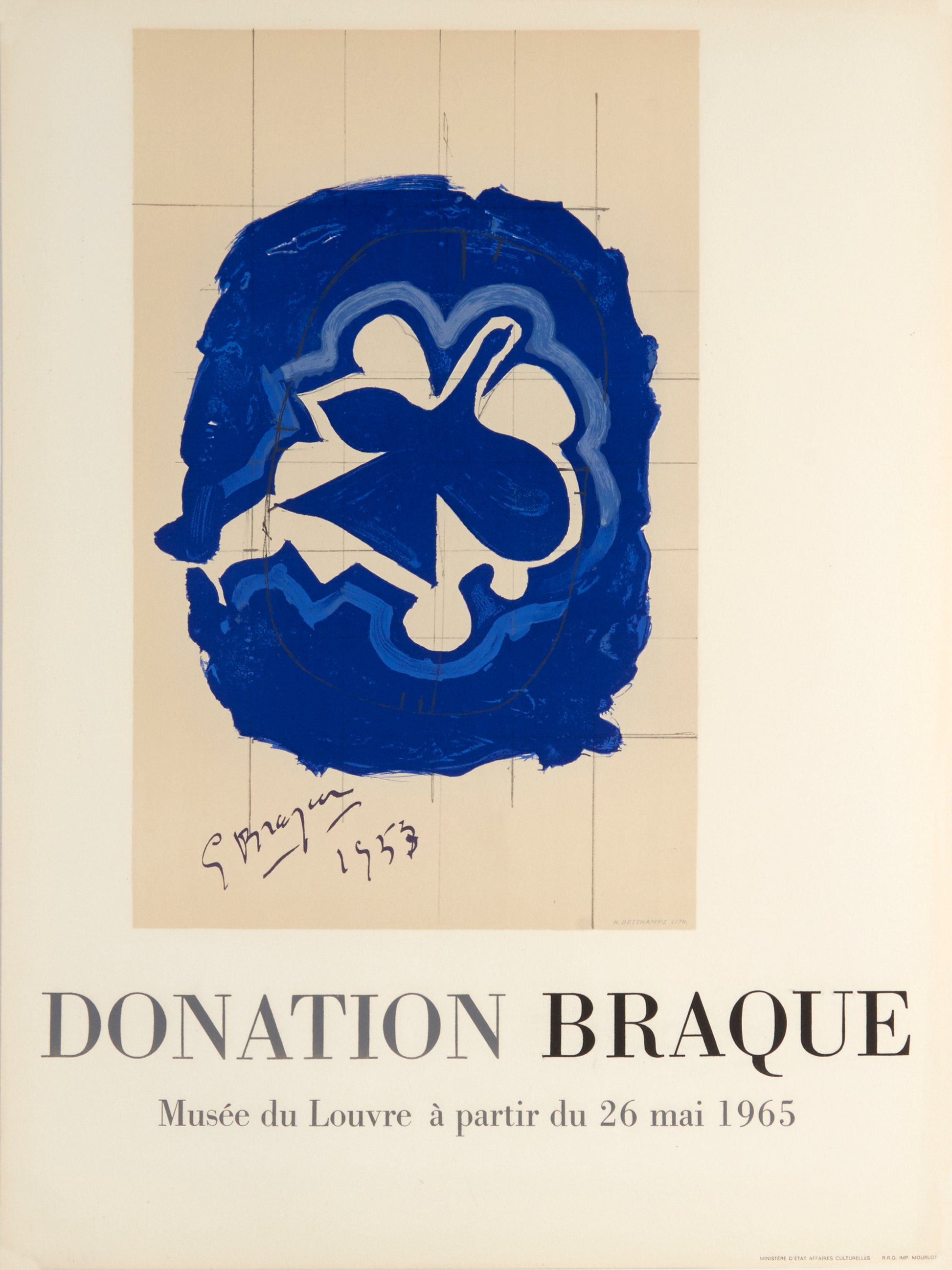 Donation Braque - Le Louvre (After) Georges Braque, 1965 - Mourlot Editions - Fine_Art - Poster - Lithograph - Wall Art - Vintage - Prints - Original