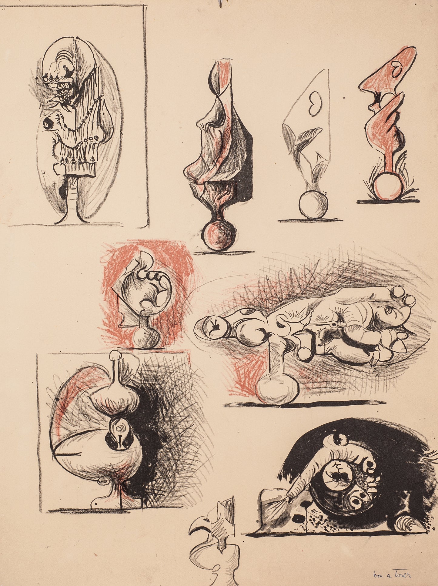 Sheet of Studies Organic Forms by Graham Sutherland - Mourlot Editions - Fine_Art - Poster - Lithograph - Wall Art - Vintage - Prints - Original