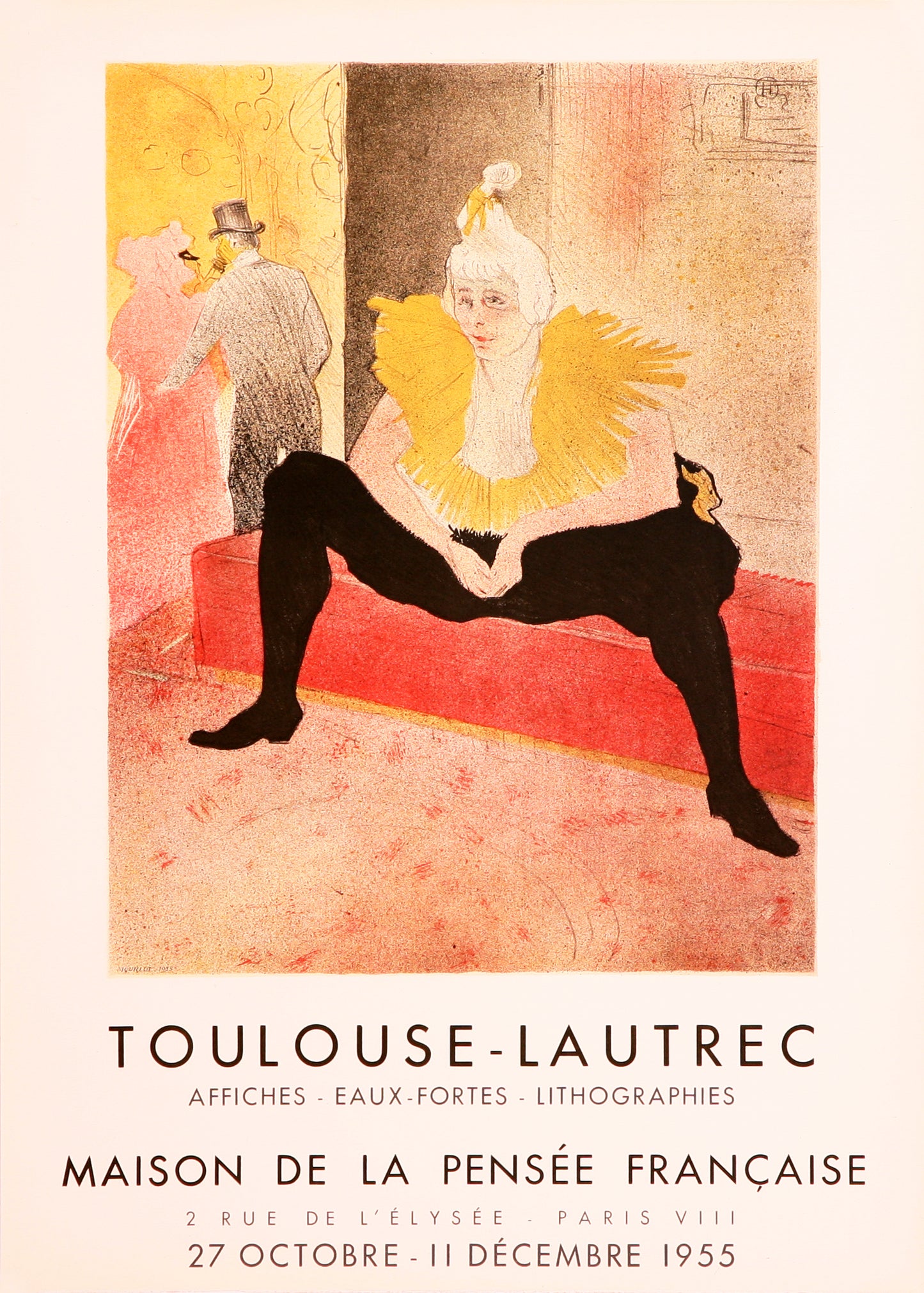 The seated Clowness - Maison De La Pensée Française (after) Henri de Toulouse-Lautrec, 1955 - Mourlot Editions - Fine_Art - Poster - Lithograph - Wall Art - Vintage - Prints - Original