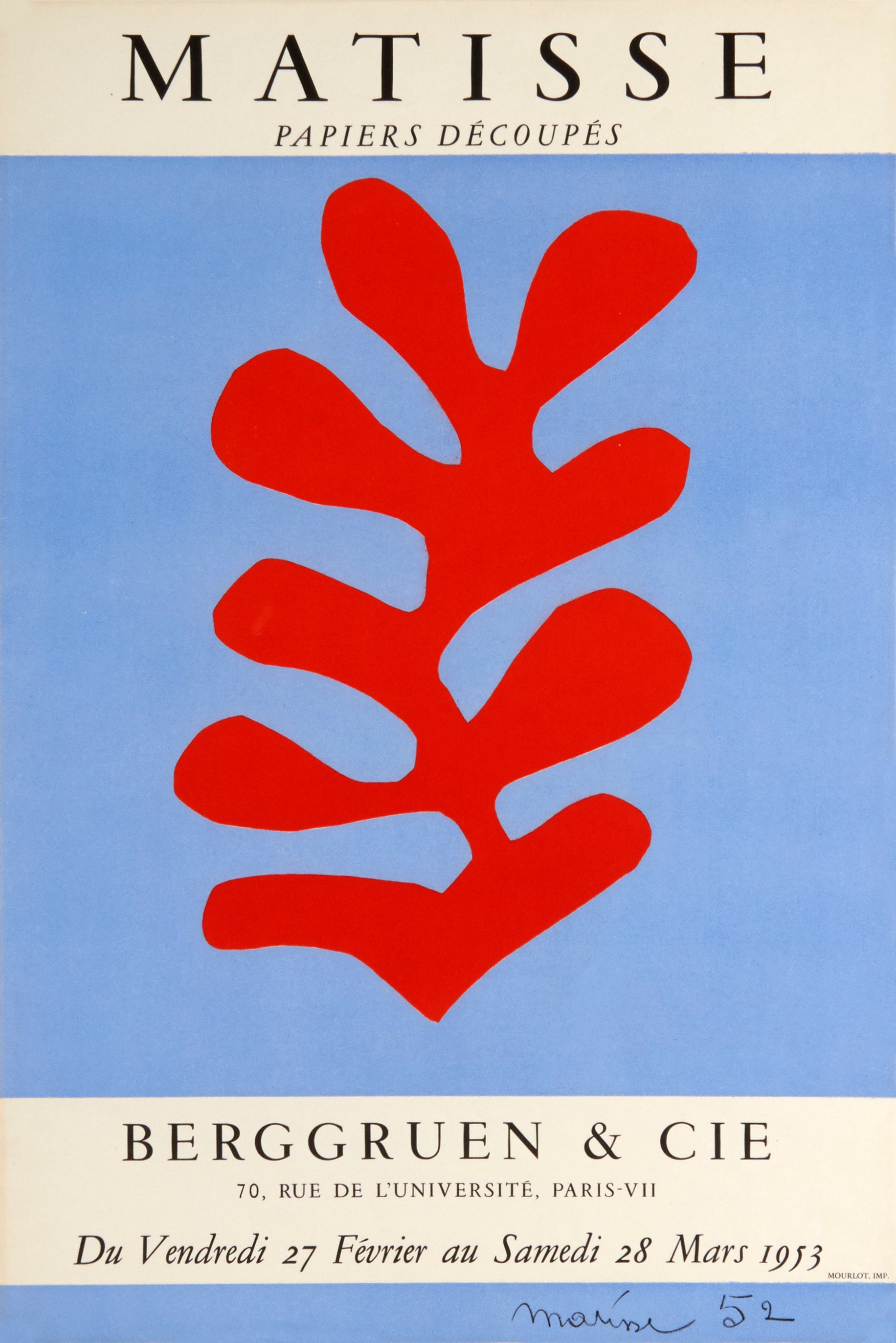Papiers Decoupes, Berggruen & Co. Gallery Paris by Henri Matisse - Mourlot Editions - Fine_Art - Poster - Lithograph - Wall Art - Vintage - Prints - Original