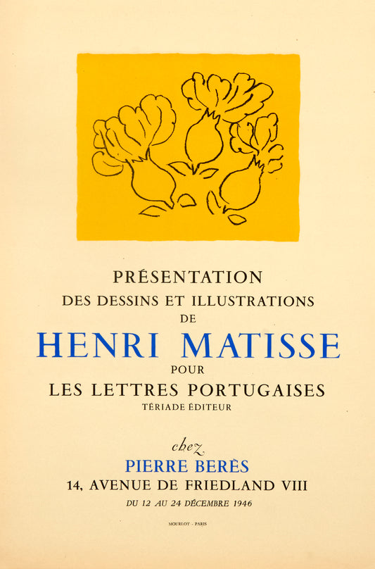 Dessin et Illustrations pour les lettres Portugaises by Henri Matisse, 1946 - Mourlot Editions - Fine_Art - Poster - Lithograph - Wall Art - Vintage - Prints - Original
