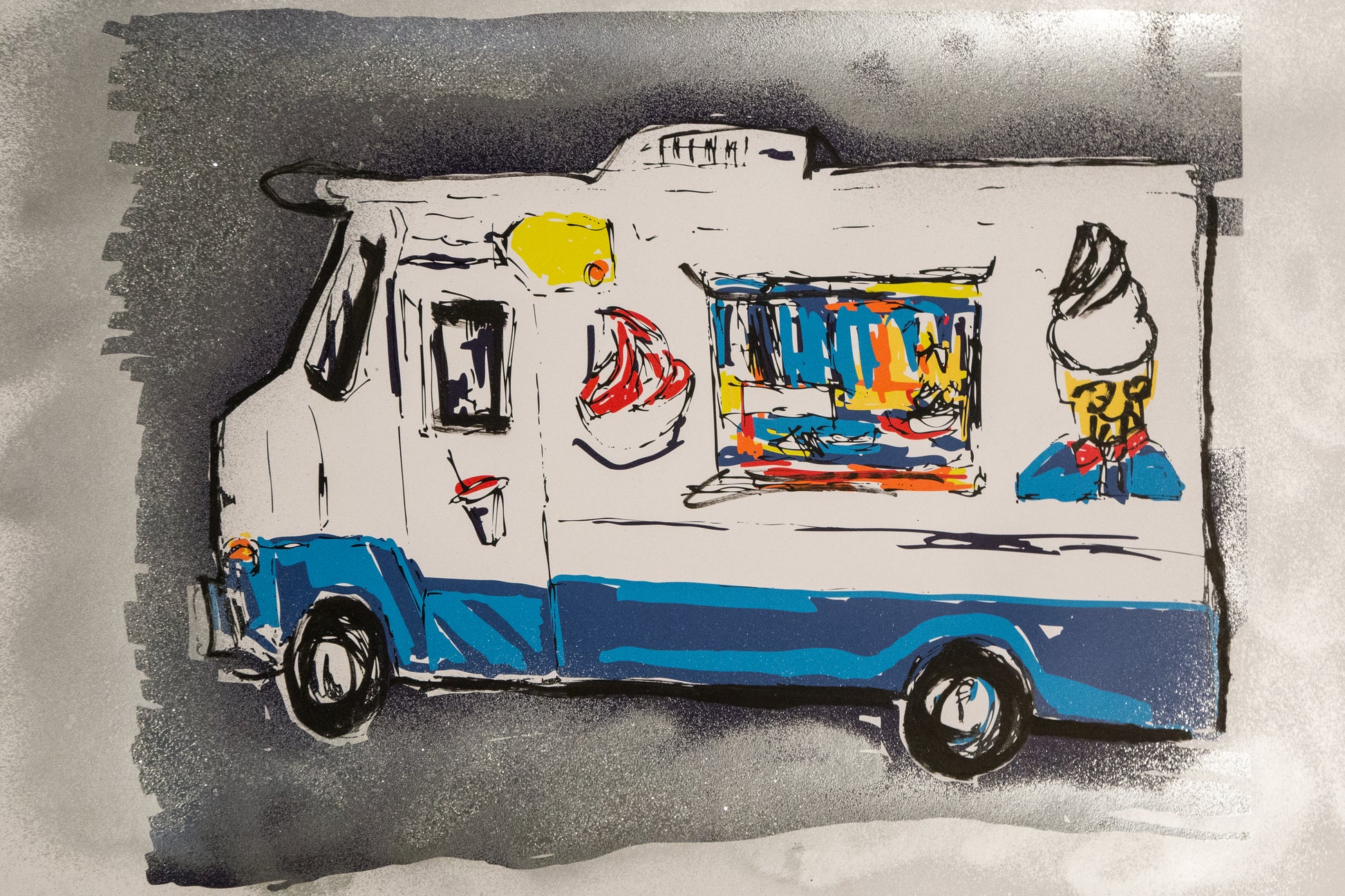 Ice Cream Truck 18 by M. Schorr - Mourlot Editions - Fine_Art - Poster - Lithograph - Wall Art - Vintage - Prints - Original