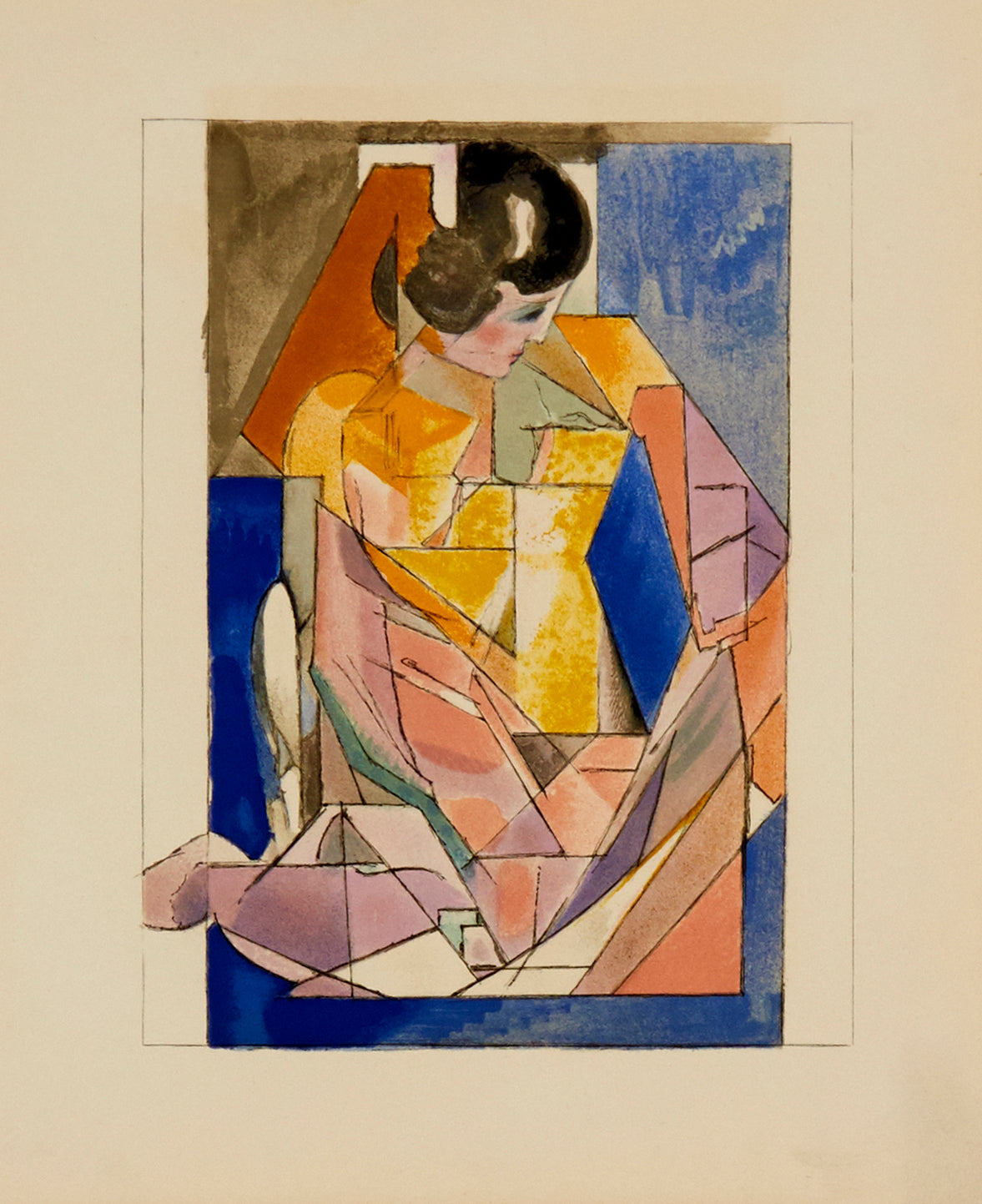 Portrait d'une Jeune Fille by Jacques Villon, 1952 / 1972 - Mourlot Editions - Fine_Art - Poster - Lithograph - Wall Art - Vintage - Prints - Original
