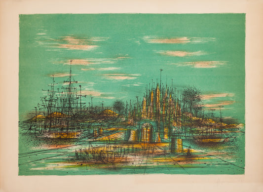 La Cité Fortifiée by Jean Carzou - Mourlot Editions - Fine_Art - Poster - Lithograph - Wall Art - Vintage - Prints - Original