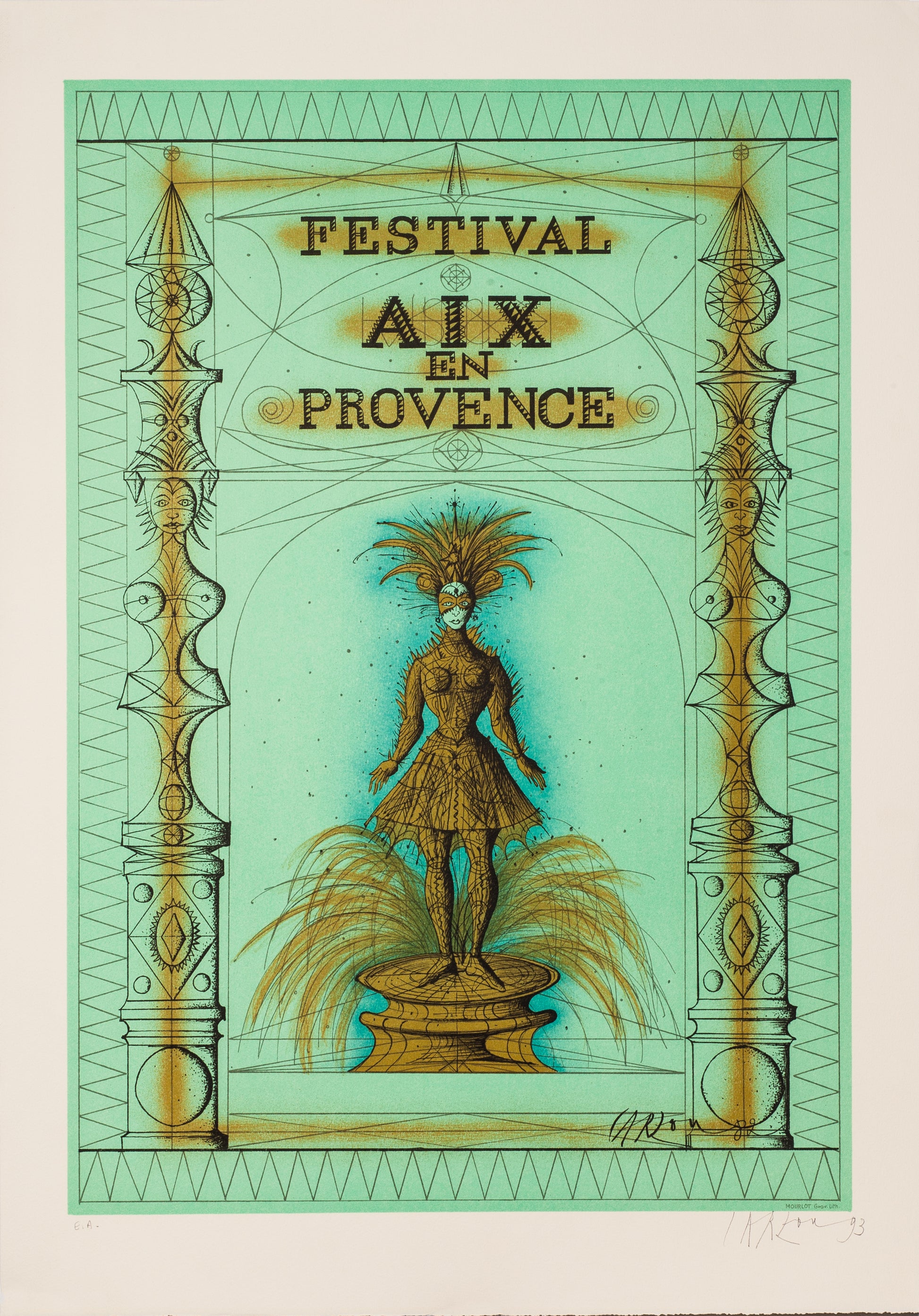 Festival Aix en Provence by Jean Carzou - Mourlot Editions - Fine_Art - Poster - Lithograph - Wall Art - Vintage - Prints - Original